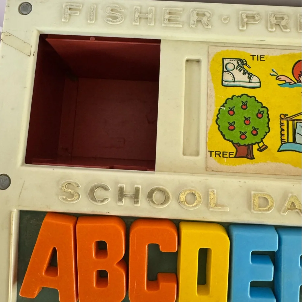 Vintage 1972 collectible Fisher-Price School Days Desk Toy  Multicolor Letters